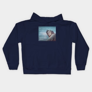 Dante Alighieri portrait and  quote: My course is set for an uncharted sea. Kids Hoodie